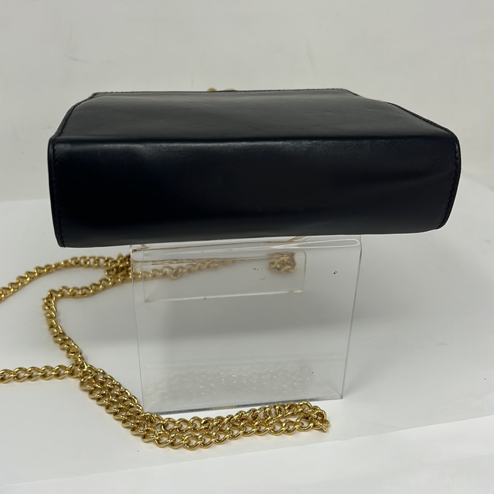 Salvatore Ferragamo Vara Bow Kisslock Black Leather Chain Crossbody Bag - Picture 9 of 15